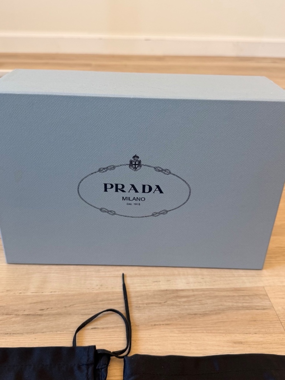 Prada Blue Empty Shoe Box with 2 Dust Bags & Tissue Paper